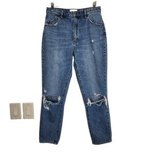 Rolla's Duster High Rise Slim Jeans 29‎ Blue Distressed 100% Organic Cotton